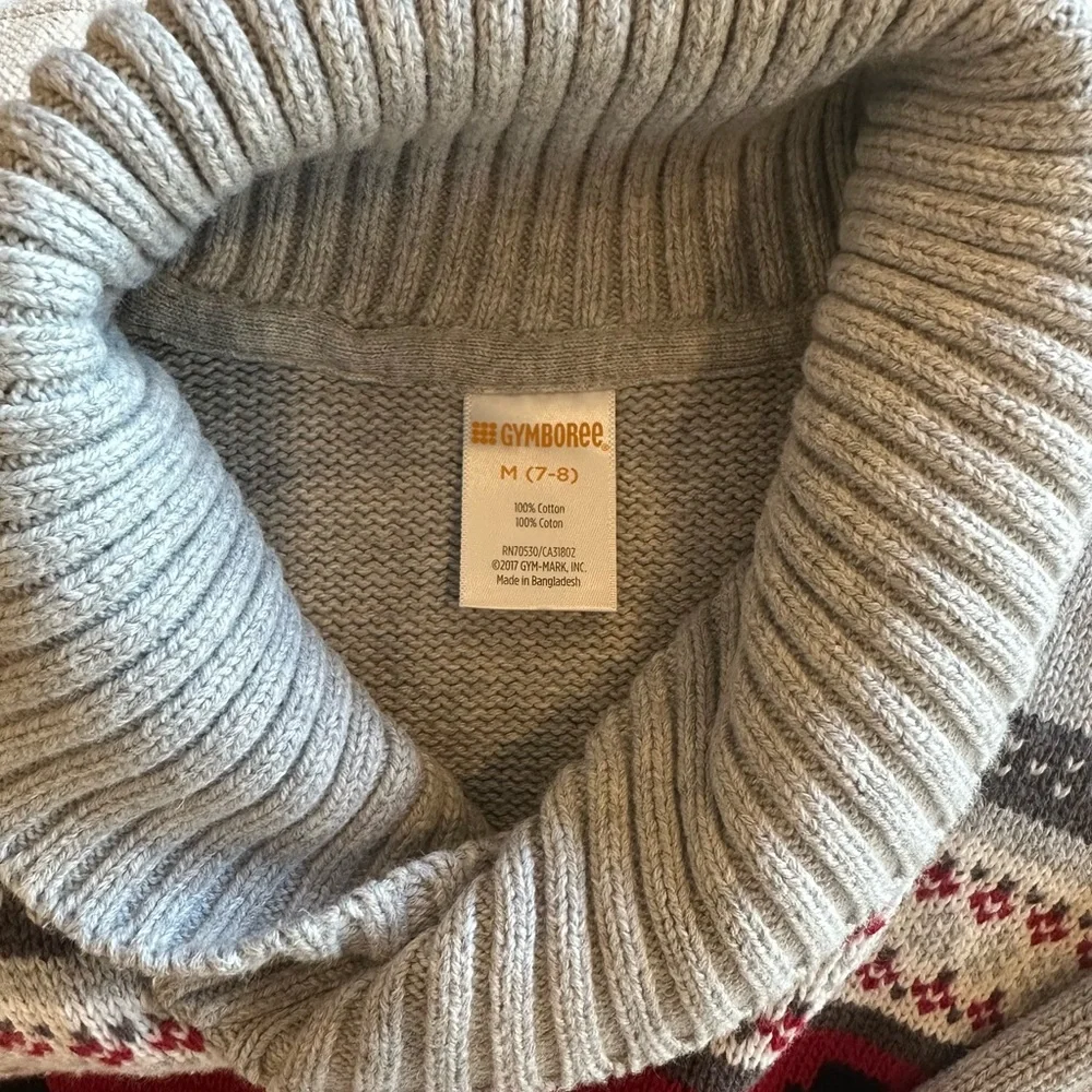 Gymboree Gray and Red Knit Holiday Sweater. Boys size M (7-8)